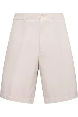 Brunello Cucinelli Shorts, Herre, , L, Bomuld, Stone Cotton Twill Resort Shorts