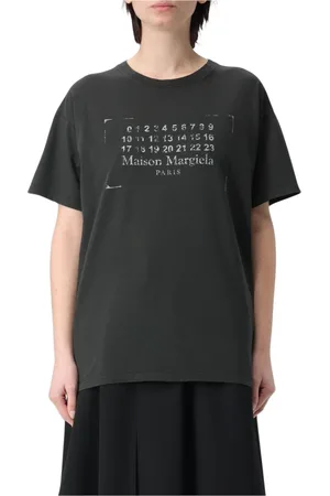 Maison Margiela Top, Dame, Sort, M, Bomuld, Hvid Grafisk Tee Minimalistisk Stil