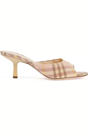 Burberry Sko, Dame, , 36 EU, Uld, Tjek Linned Muldyr Sandaler med Hæl