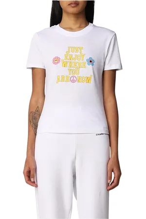 Chiara Ferragni Top, Dame, Hvid, S, Positivitetsprint Hvid T-shirt