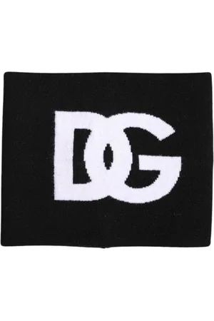 Dolce & Gabbana Tilbehør, Herre, Sort, ONE SIZE, Nylon, Luksus Logo Print Halsvarmer Tørklæde
