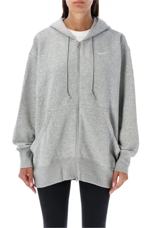 Nike Sweathshirts & Hoodies, Dame, Grå, S, Uld, Hyggelig FullZip Hoodie Afslappet Pasform