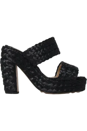 Bottega Veneta Sko, Dame, Sort, 40 EU, Uld, Sort Vævet Hæle Sandaler