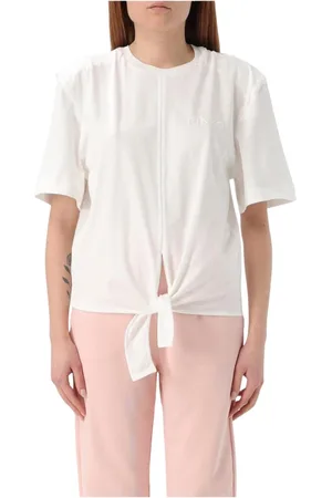 Pinko Top, Dame, Hvid, XS, Bomuld, Sort Knotted Top