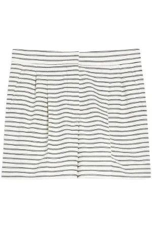 Max Mara Shorts, Dame, Hvid, XS, Bomuld, Stribet bomuld Bermuda bukser