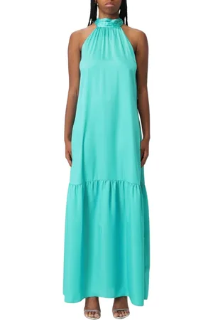 Liu Jo Kjole, Dame, Grøn, L, Uld, Livlig Paisley Halter Maxi Kjole