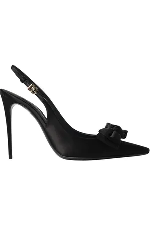 Dolce & Gabbana Sko, Dame, Sort, 36 1/2 EU, Satin, Sorte Bow Detalje Højhælede Pumps