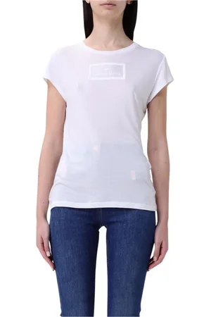 Elisabetta Franchi Top, Dame, Hvid, XS, Uld, Hvid Logo T-shirt til kvinder