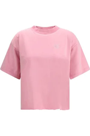 Balenciaga Top, Dame, Lyserød, S, Bomuld, Cropped Glitter T-Shirt