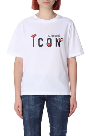 Dsquared2 Top, Dame, Hvid, M, Bomuld, Hjerte Grafisk Tee