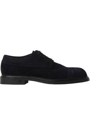 Emporio Armani Sko, Herre, Blå, 42 1/2 EU, Uld, Blå Brogue Oxford Sko