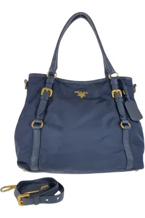 Prada Pre-owned, Dame, Blå, ONE SIZE, Uld, Pre-owned canvas håndtasker
