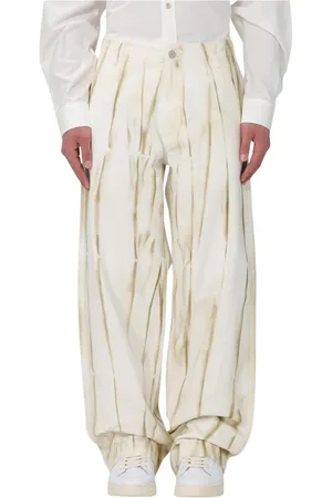 Emporio Armani Bukser, Herre, Gul, M, Bomuld, Gul Creme TieDye Wide Leg Bukser