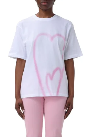 Sportmax Top, Dame, Hvid, XS, Bomuld, Hjerte Print T-shirt i Hvid