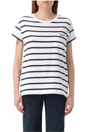 Barbour Top, Dame, Flerfarvet, M, Tyl, Hvid Crew Neck T-Shirt