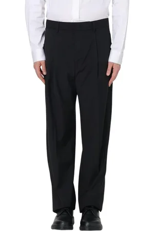 Emporio Armani Bukser, Herre, Sort, XL, Uld, Sort Plisseret Afslappet Pasform Bukser
