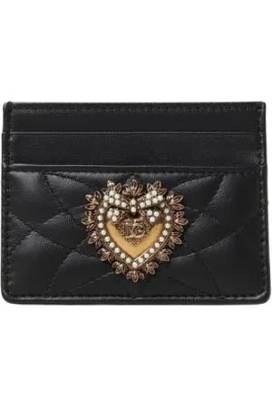 Dolce & Gabbana Tilbehør, Dame, Sort, ONE SIZE, Læder, Hjerte Detalje Læderkortholder