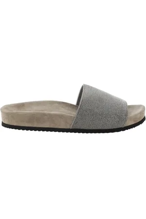 Brunello Cucinelli Sko, Dame, Grå, 40 EU, Ikoniske Juvel Flade Sandaler