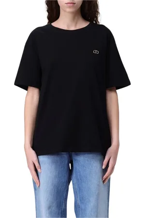 Twin-Set Top, Dame, Sort, S, Bomuld, Hvid kortærmet T-shirt