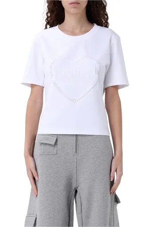 Ganni Top, Dame, Hvid, XS, Bomuld, Hjerte Broderet Hvid T-Shirt
