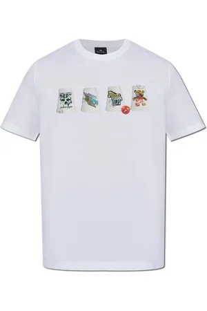 Paul Smith Top, Herre, Hvid, 2XL, Bomuld, T-shirt med farverigt tryk