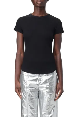 Isabel Marant Top, Dame, Sort, XS, Bomuld, Ribbet Slim Fit T-Shirt