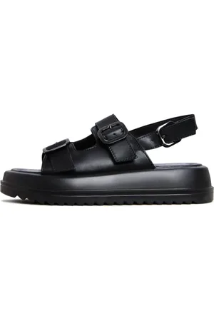 CESARE GASPARI Sko, Dame, Sort, 40 EU, Læder, Platform Buckle Sandaler - Sort