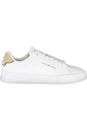 Tommy Hilfiger Sko, Herre, Hvid, 46 EU, Polyester, Hvide polyester sneakers til mænd