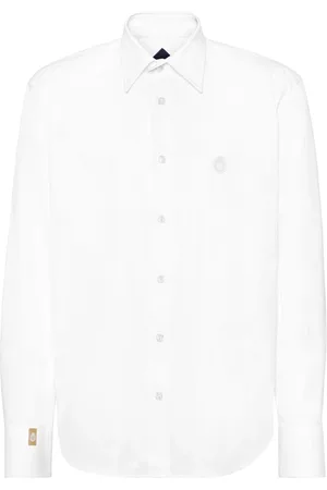 BILLIONAIRE Skjorte, Herre, Hvid, 2XL, Blå Skjorte med Striber