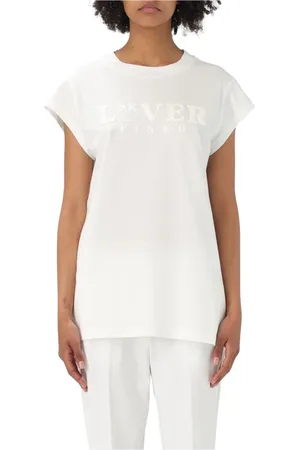 Pinko Top, Dame, Hvid, L, Bomuld, Hvid Kortærmet T-shirt Elegant Stil