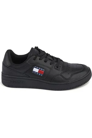 Tommy Hilfiger Sko, Dame, Sort, 40 EU, Læder, Sort Læder Sneaker med Polyurethan Detaljer