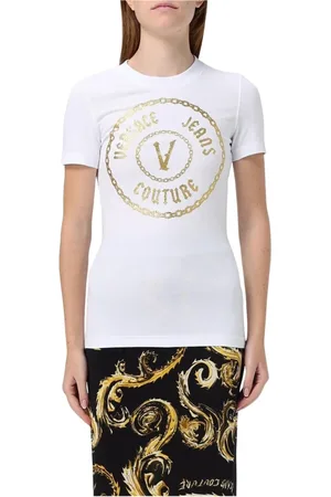VERSACE Top, Dame, Hvid, 2XS, Luksus Logo T-Shirt Hvid