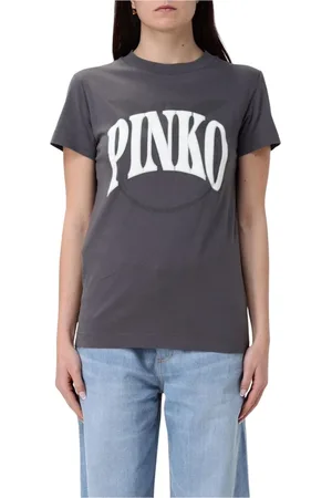 Pinko Top, Dame, Grå, XS, Bomuld, Beige Crew Neck T-Shirt