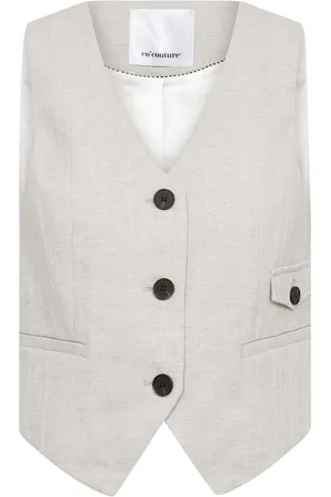 Co`Couture Jakke, Dame, Hvid, L, Lisacc Linen Tailor Vest Blazer