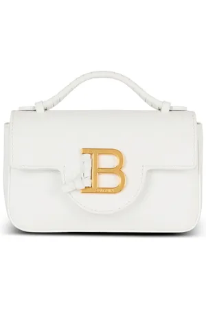 Balmain Taske, Dame, Hvid, ONE SIZE, Uld, Kornet kalveskind B-Buzz 17 Mini taske