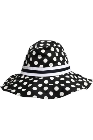 Dolce & Gabbana Tilbehør, Dame, Sort, 57 CM, Bomuld, Polkaprikker Bredskygget Spandehat