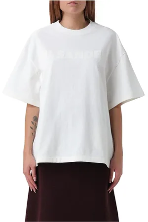 Jil Sander Top, Dame, Hvid, L, Tyl, Minimalist Logo T-shirt til kvinder
