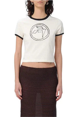 AMBUSH Top, Dame, , L, Bomuld, Ribbet Creme T-Shirt