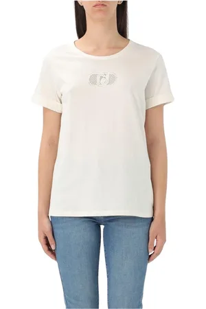 Liu Jo Top, Dame, Hvid, XS, Bomuld, Beige Broderet Detalje T-Shirt