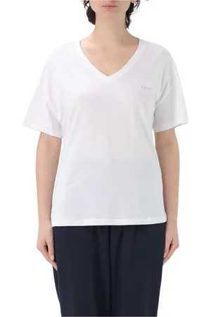 Liu Jo Top, Dame, Hvid, L, Bomuld, Klassisk Hvid V-Hals T-Shirt