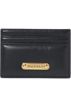 Alexander McQueen Tilbehør, Dame, Sort, ONE SIZE, Læder, Sort Læderkortholder Pung