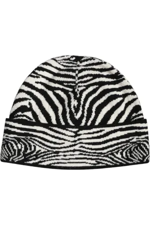 Dolce & Gabbana Tilbehør, unisex, Hvid, ONE SIZE, Uld, Zebra Strikket Vinter Beanie Hat