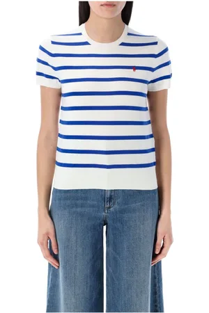 Ralph Lauren Top, Dame, Flerfarvet, S, Bomuld, Stribet Strik Kortærmet Top