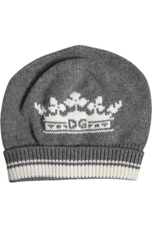 Dolce & Gabbana Tilbehør, Herre, Grå, ONE SIZE, Cashmere, Luksuriøs Cashmere Beanie Hat Grå