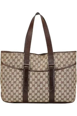 Gucci Pre-owned, Dame, Brun, ONE SIZE, Tyl, Pre-owned Canvas totes