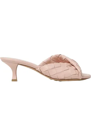 Bottega Veneta Sko, Dame, Lyserød, 38 1/2 EU, Læder, Lyserød Knotted Kitten Heel Sandaler