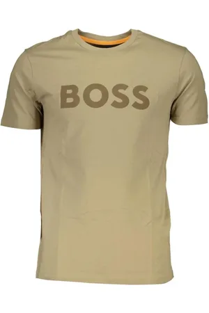HUGO BOSS Top, Herre, Grøn, 2XL, Bomuld, Elegant Print Crew Neck T-Shirt