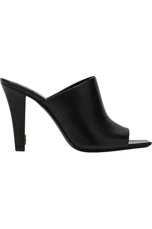 Saint Laurent Sko, Dame, Sort, 38 EU, Læder, Sort Læder Mules Hæle Elegant Allround