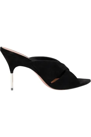 Amina Muaddi Sko, Dame, Sort, 37 1/2 EU, Læder, Sort Ruskind Stiletto Mules