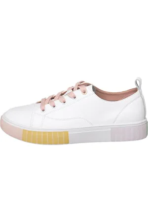CESARE GASPARI Sko, Dame, Hvid, 36 EU, Læder, Pastel Accent Læder Sneakers